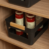 Cesto Lume Plástico e Bambu Preto 14L